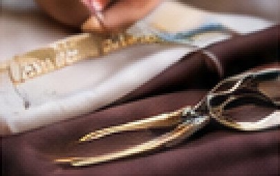 Tailoring scissors and fabric
